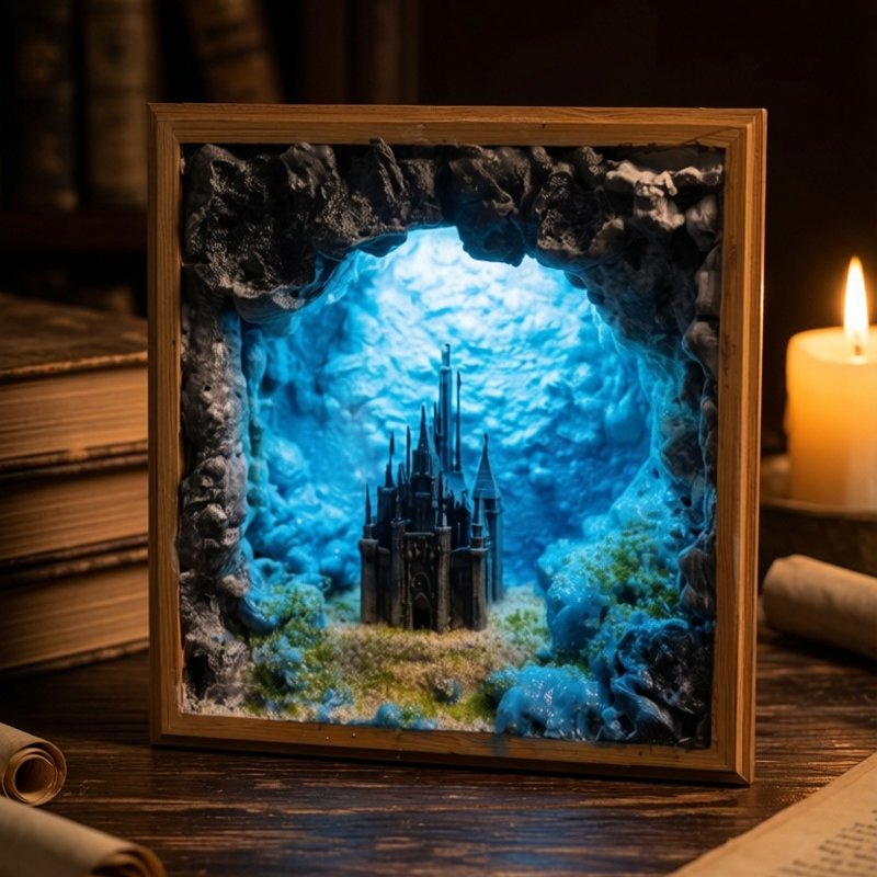 Resin Art Underwater - Креативная миниатюрная сцена подводного замка, светящаяся
