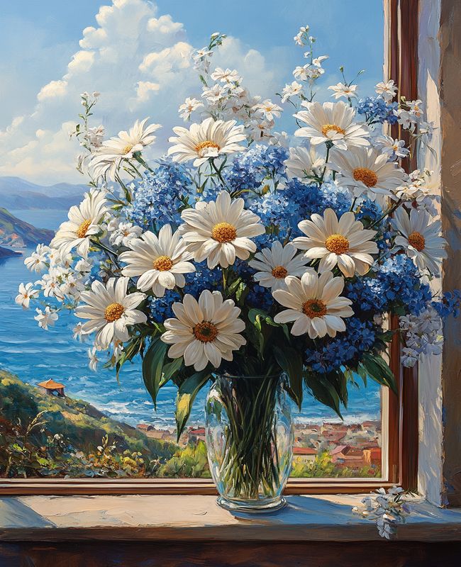 Resin Art With Flowers - Цифровая алмазная живопись по номерам: «Букет