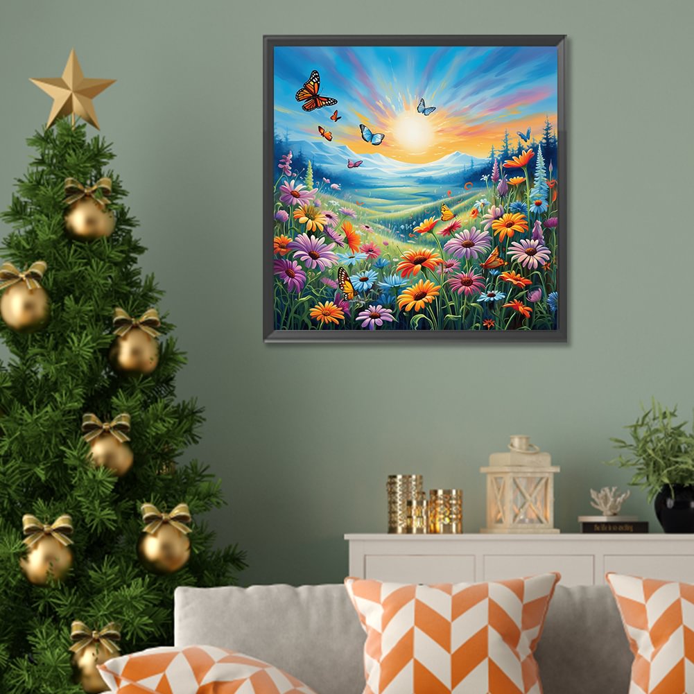 Resin Art With Flowers - Алмазная картина Семья Милый Олень Цветок